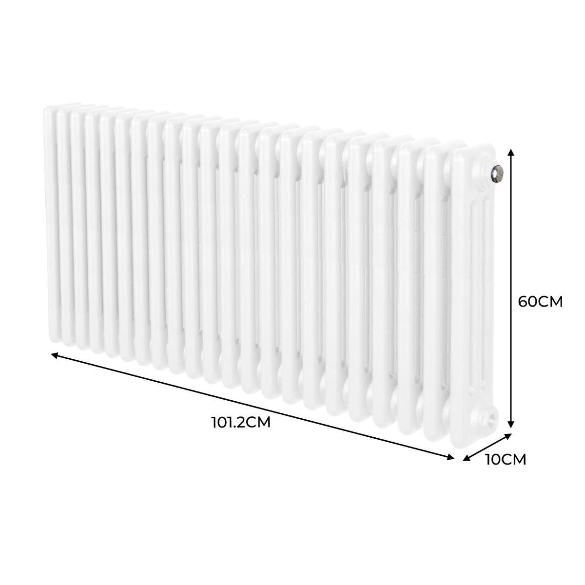 Monster Shop Premium Traditional 3 Column Radiator 600x1012mm White Finish Energy Efficient Comfort For Homes - Radiator