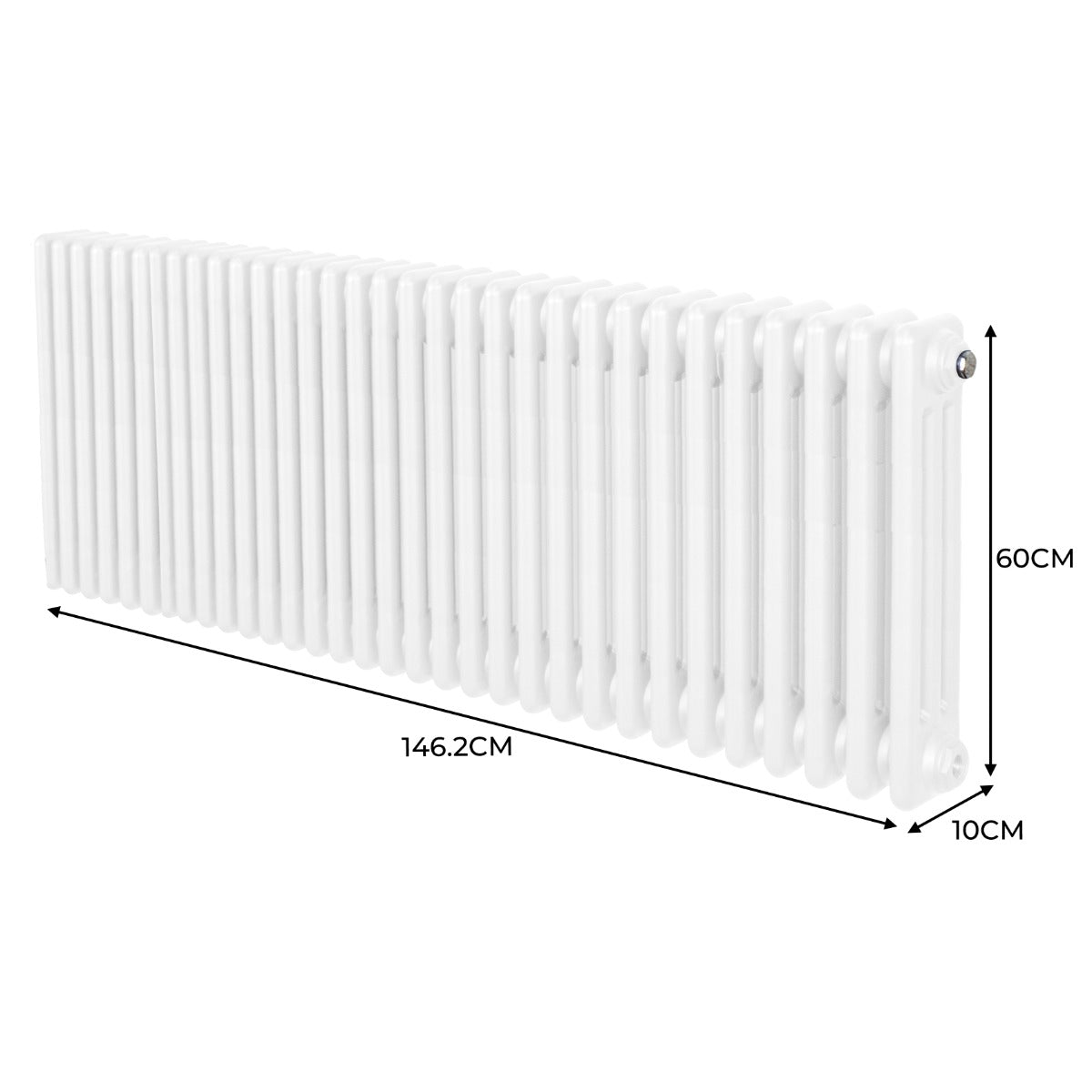 Traditional Three Column Radiator 600 X 1462mm White Finish Carbon Steel Construction For Home Heating
