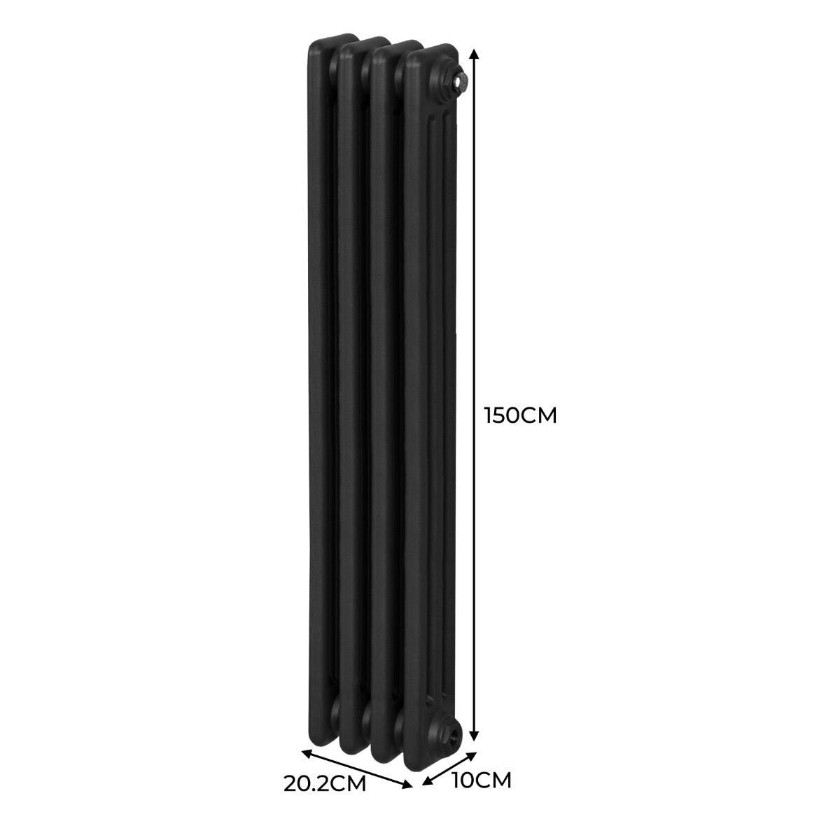 Classic Radiator 1500x202mm Black Carbon Steel
