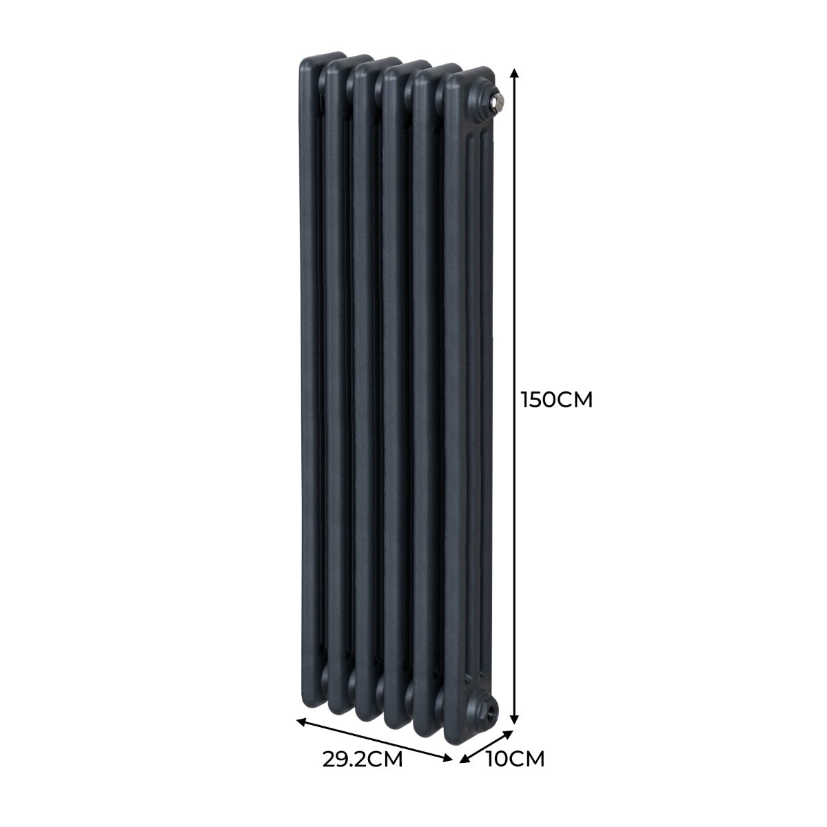 Premium Traditional 3 Column Radiator 1500x292mm Anthracite Grey for Home Heating