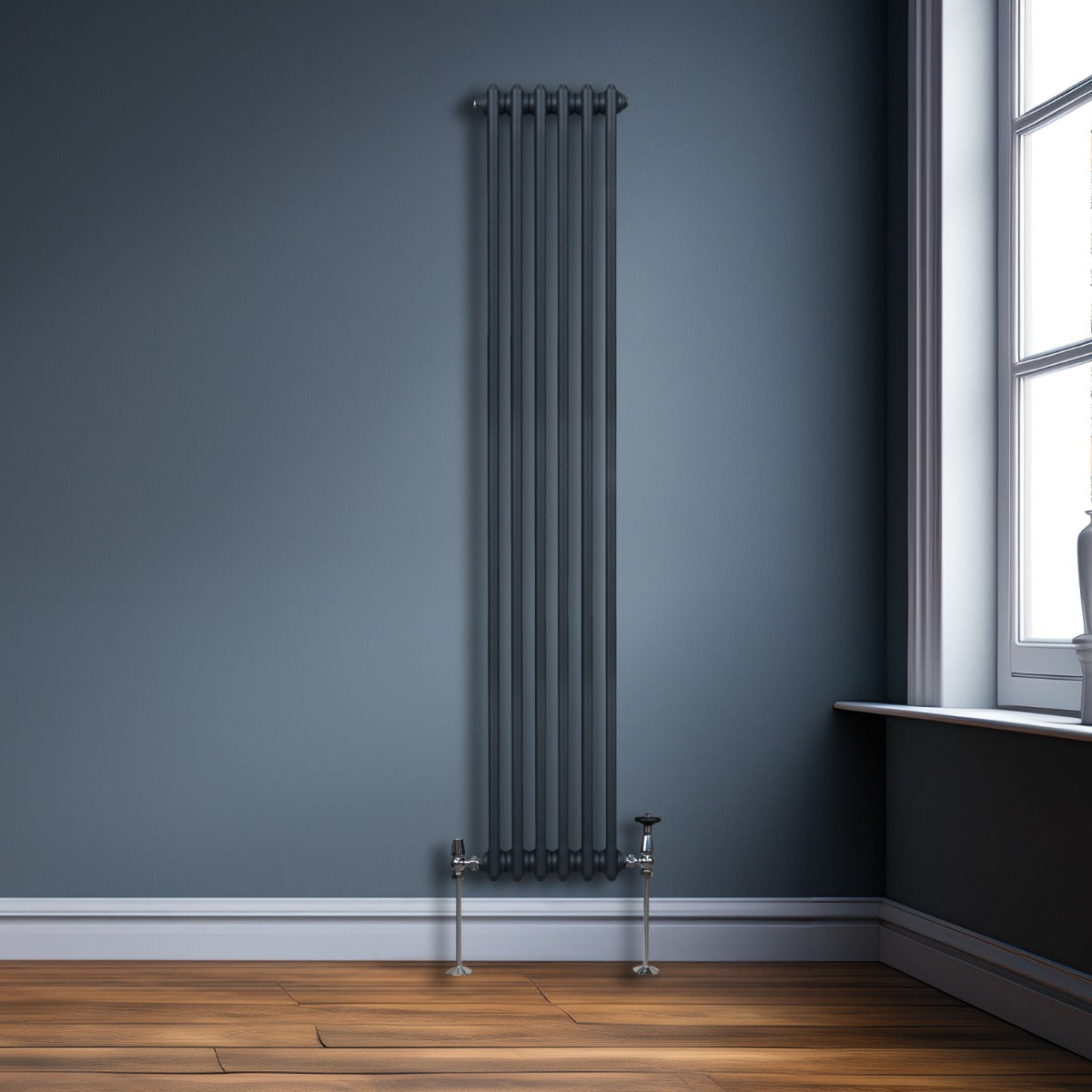 Premium Traditional 3 Column Radiator 1800x292mm Anthracite Finish For Home Heating