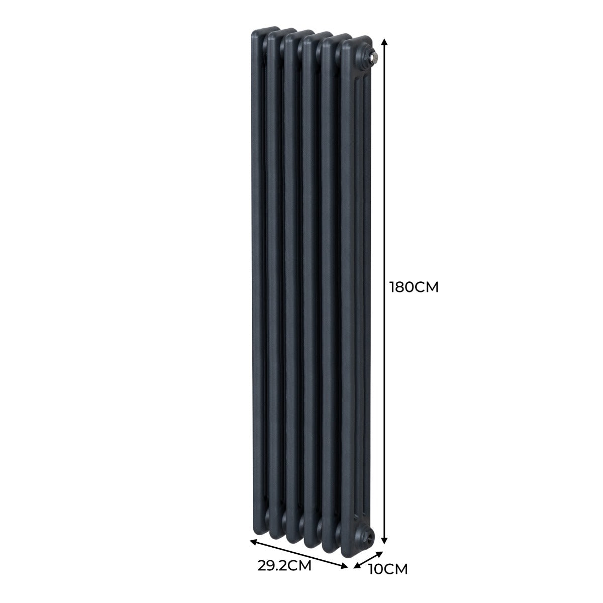 Premium Traditional 3 Column Radiator 1800x292mm Anthracite Finish For Home Heating