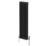 Monster Shop Traditional 3 Column Radiator 1800mm By 292mm Black Carbon Steel For Home Heating - Radiator