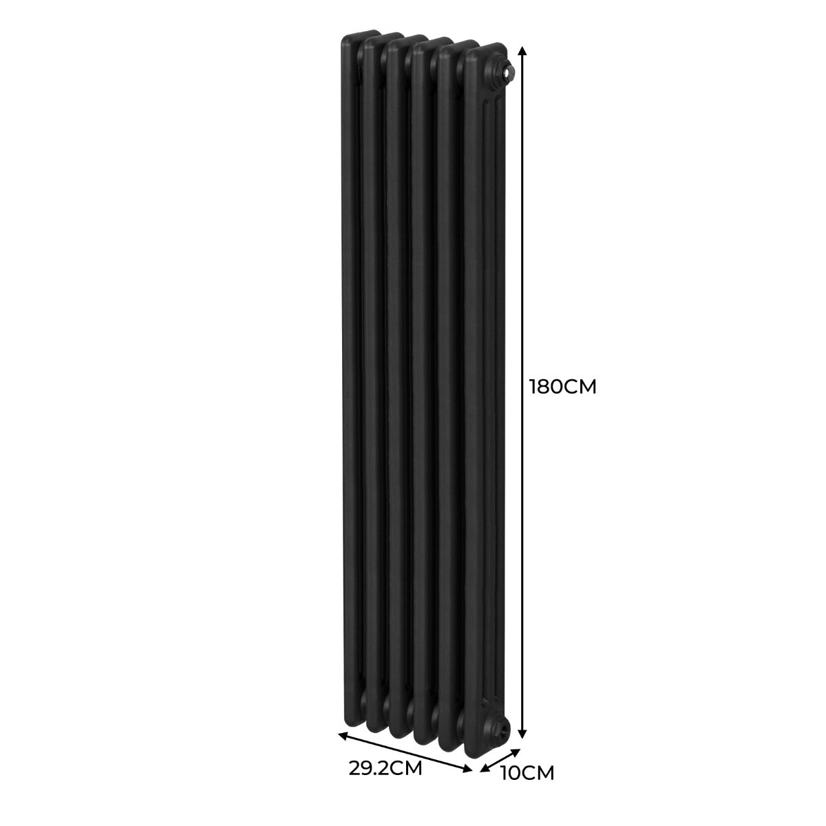 Traditional 3 Column Radiator 1800mm By 292mm Black Carbon Steel For Home Heating