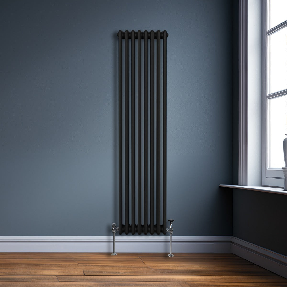Premium Radiator 1800x382mm Three Column Black Steel for Classic Home Heating in Period Homes