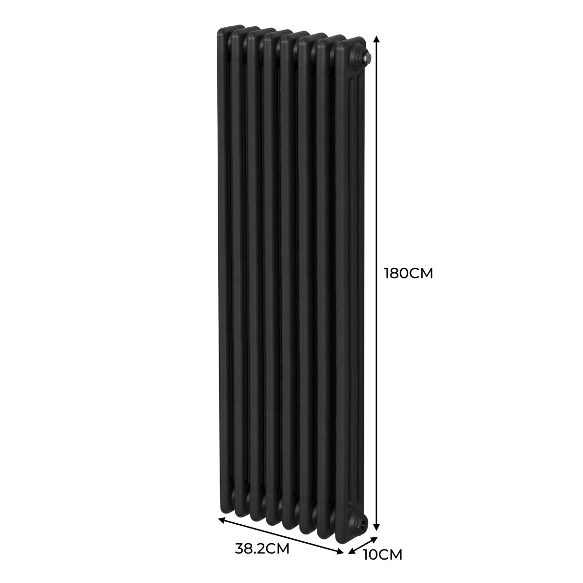 Premium Radiator 1800x382mm Three Column Black Steel for Classic Home Heating in Period Homes