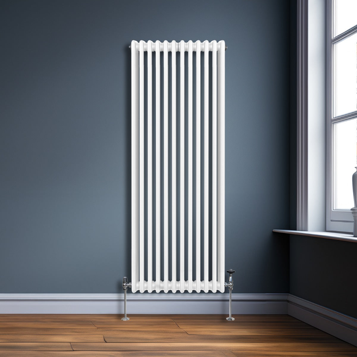 Traditional Three Column Radiator 1800x562mm White Finish Premium Carbon Steel 1.5mm Ideal For Homes