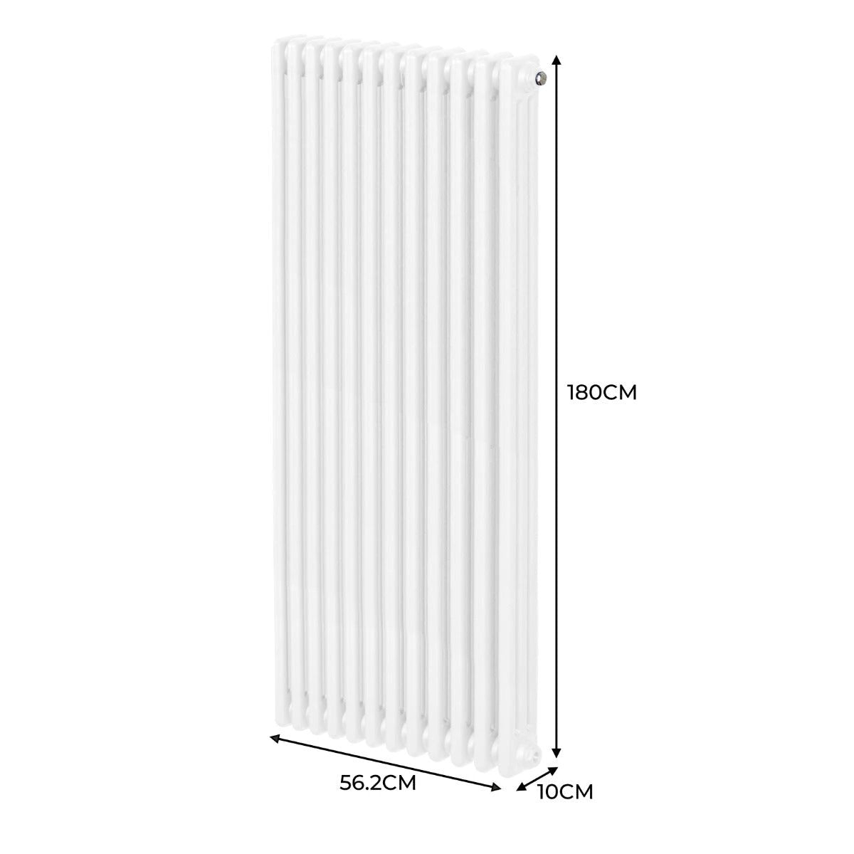 Traditional Three Column Radiator 1800x562mm White Finish Premium Carbon Steel 1.5mm Ideal For Homes by Monster Shop
