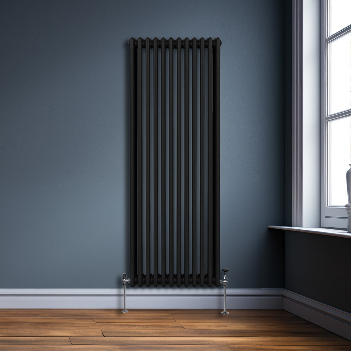 Premium Traditional 3-Column Radiator 1800x562mm Black Carbon Steel Home Heating