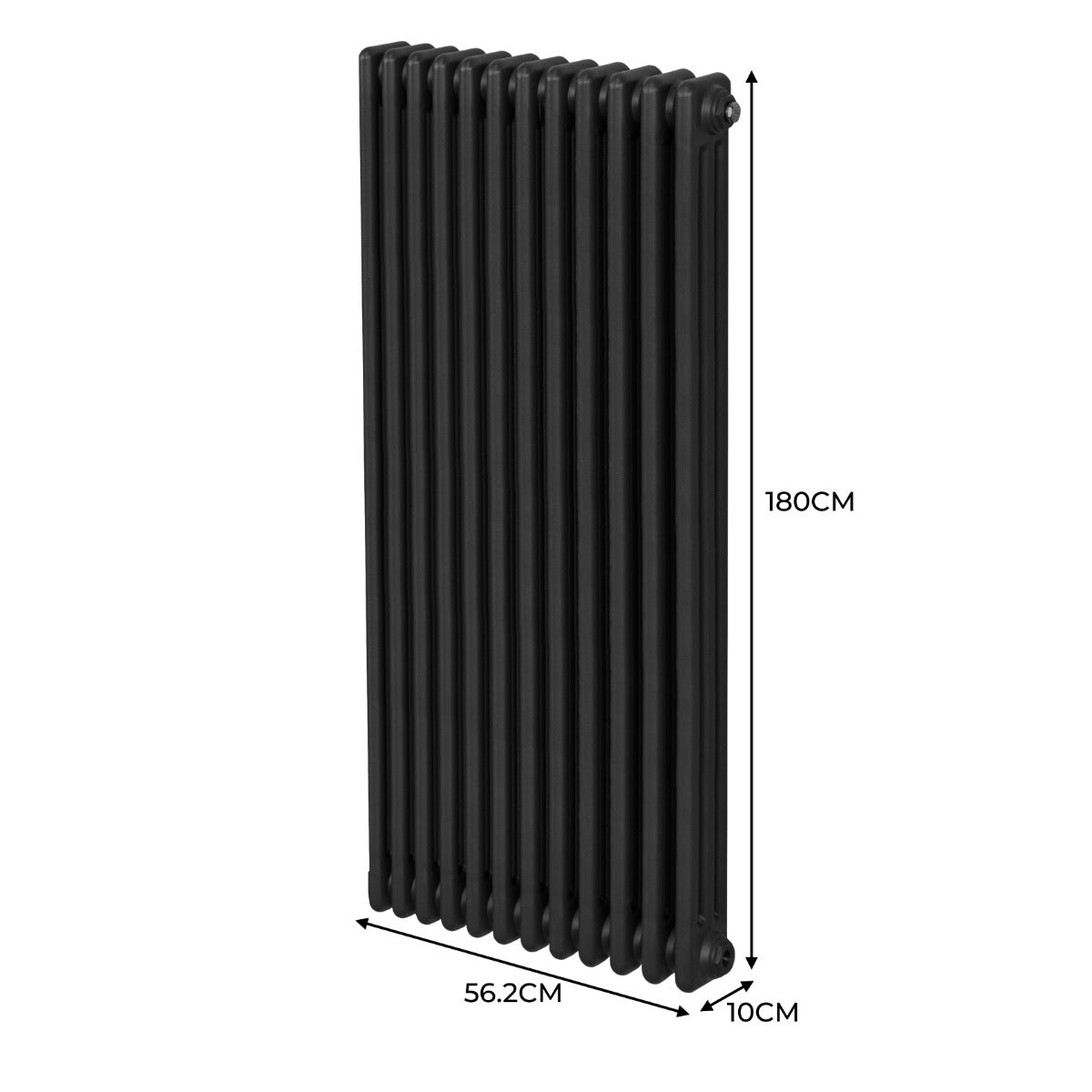 Premium Traditional 3-Column Radiator 1800x562mm Black Carbon Steel Home Heating