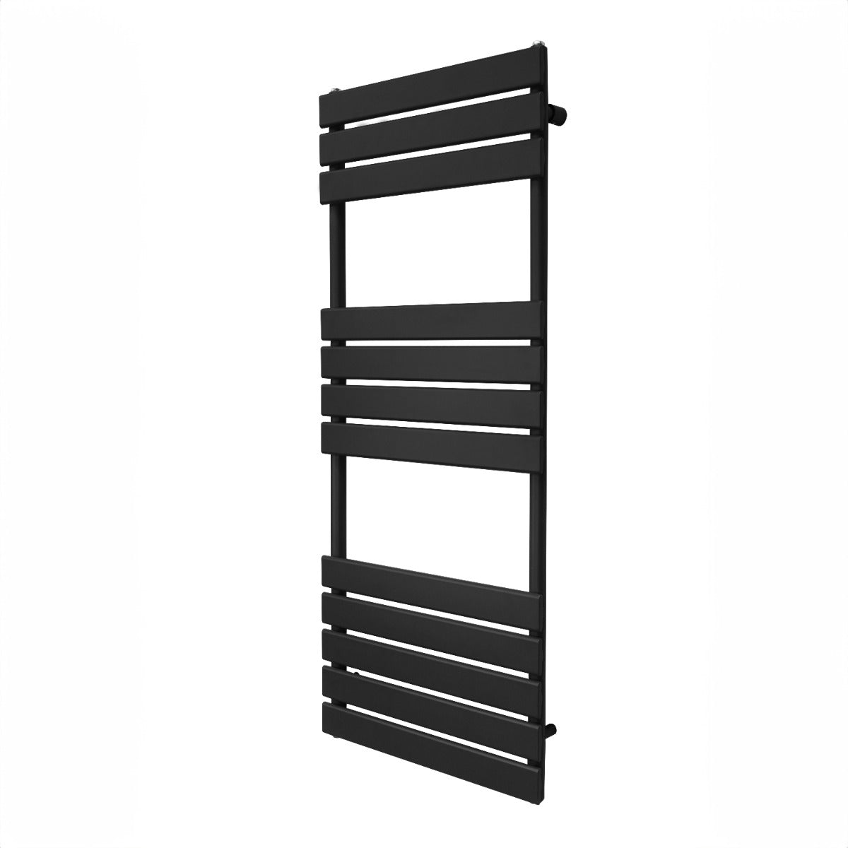 Premium Flat Panel Towel Radiator 1200mm x 450mm Matte Black Finish For Bathrooms