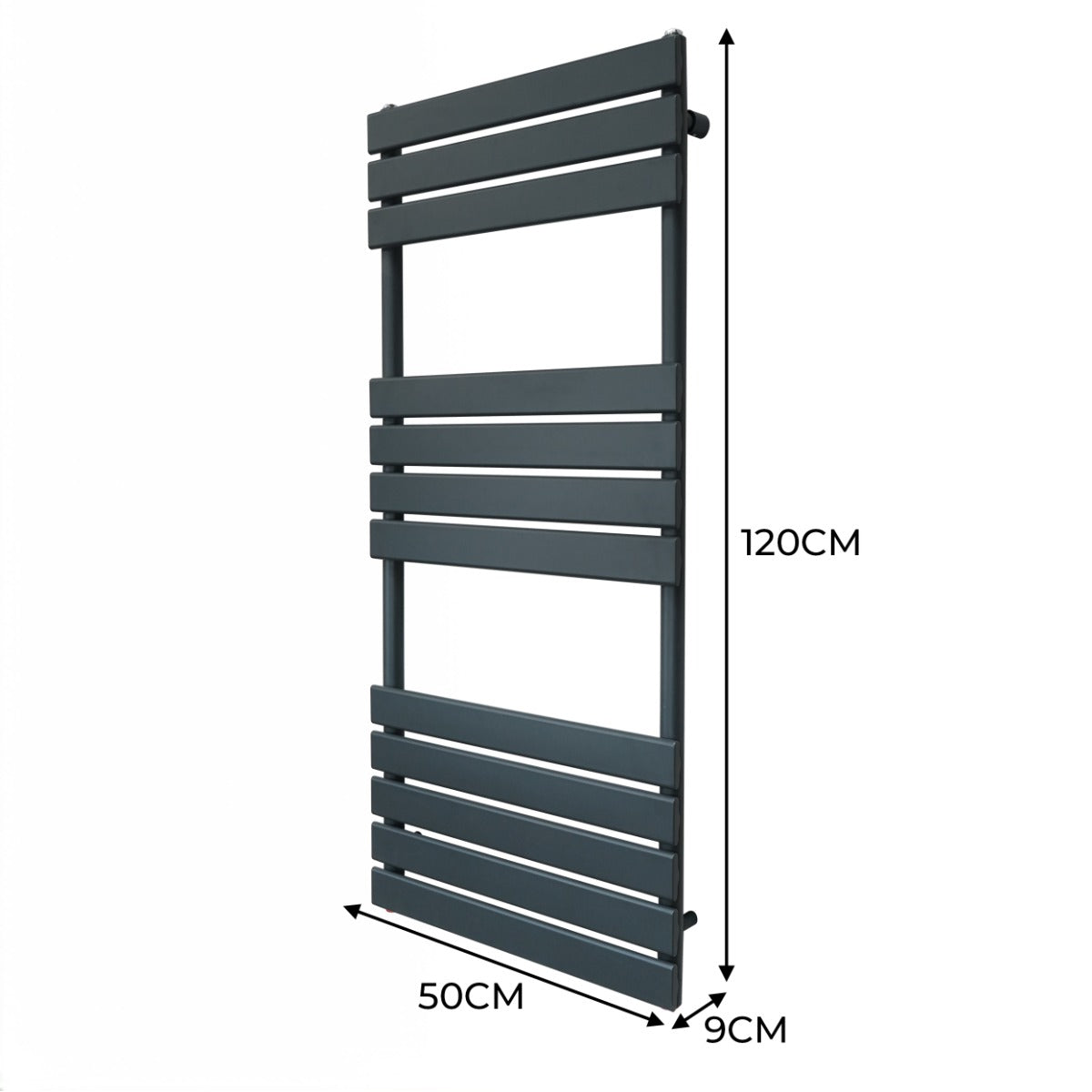 Premium Flat Panel Towel Radiator 1200mm x 500mm Anthracite 1.5mm Carbon Steel Wall Mounted for Bathrooms