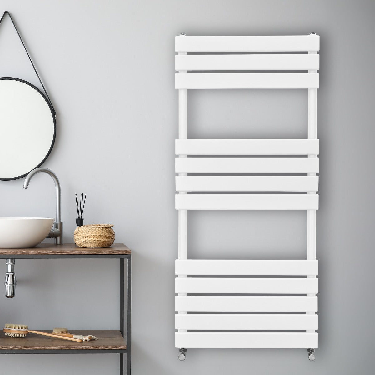Premium Flat Panel Towel Radiator 1200x500 White