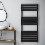 Premium Flat Panel Towel Radiator 1200x500mm Matte Black For Modern Bathrooms And Homes by Monster Shop