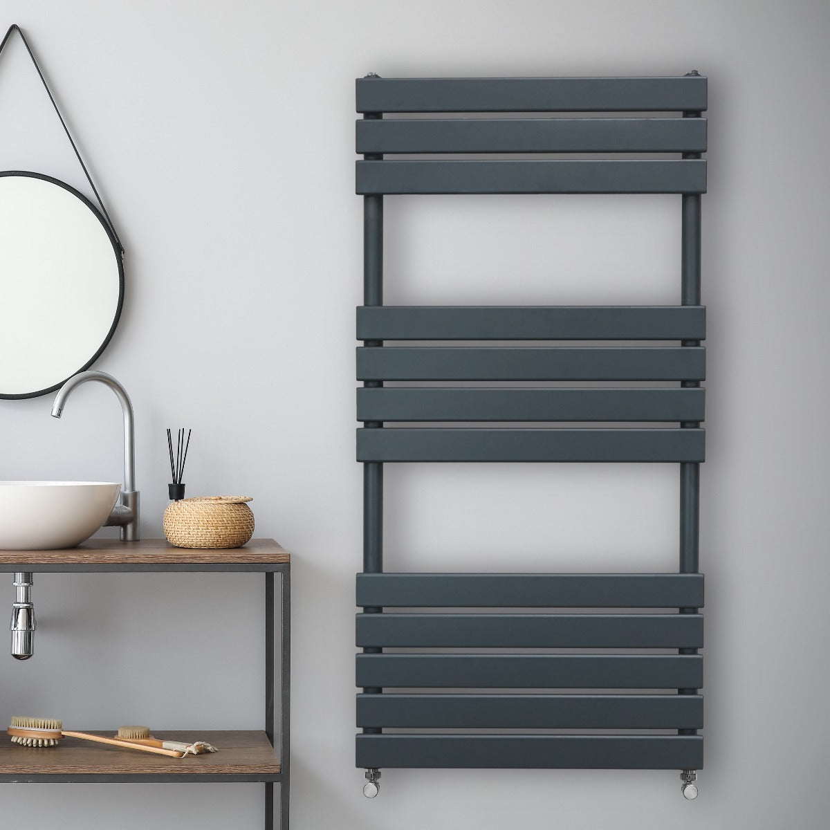 Premium Flat Panel Towel Radiator 1200x600mm Anthracite Carbon Steel 1.5mm For Bathrooms
