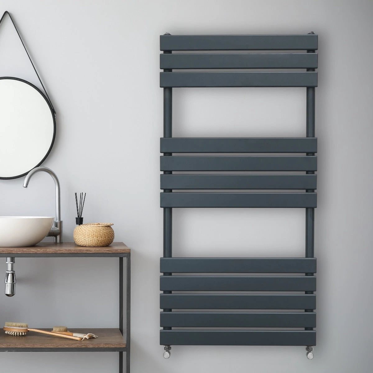 Monster Shop Premium Flat Panel Towel Radiator 1200x600mm Anthracite Carbon Steel 1.5mm For Bathrooms - Radiator