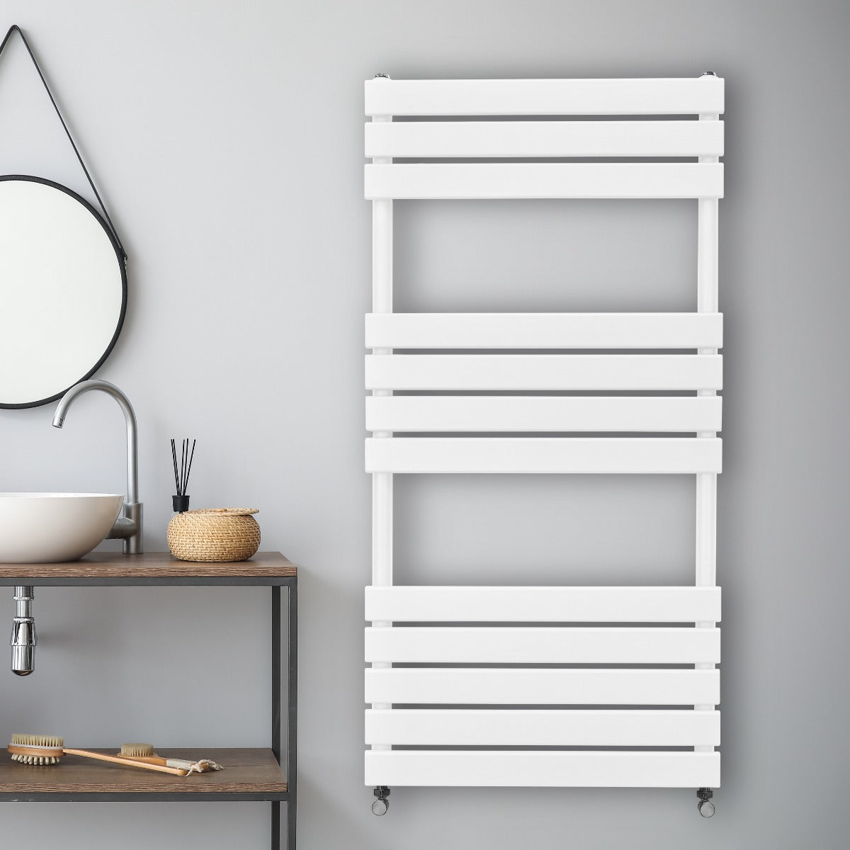 Premium White Flat Panel Towel Radiator 1200x600mm 1.5mm Carbon Steel Bathroom Heating Solution