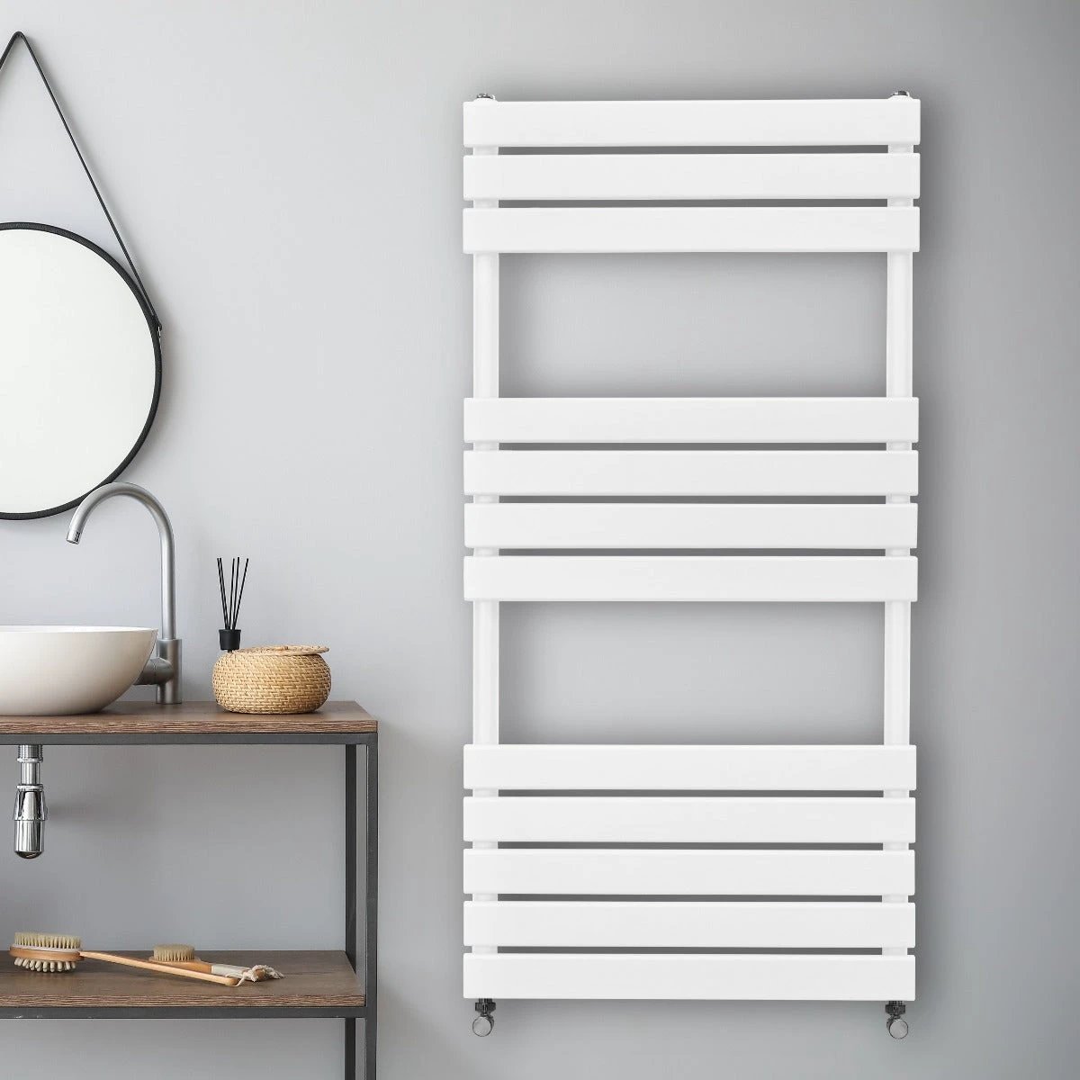 Monster Shop Premium White Flat Panel Towel Radiator 1200x600mm 1.5mm Carbon Steel Bathroom Heating Solution - Radiator