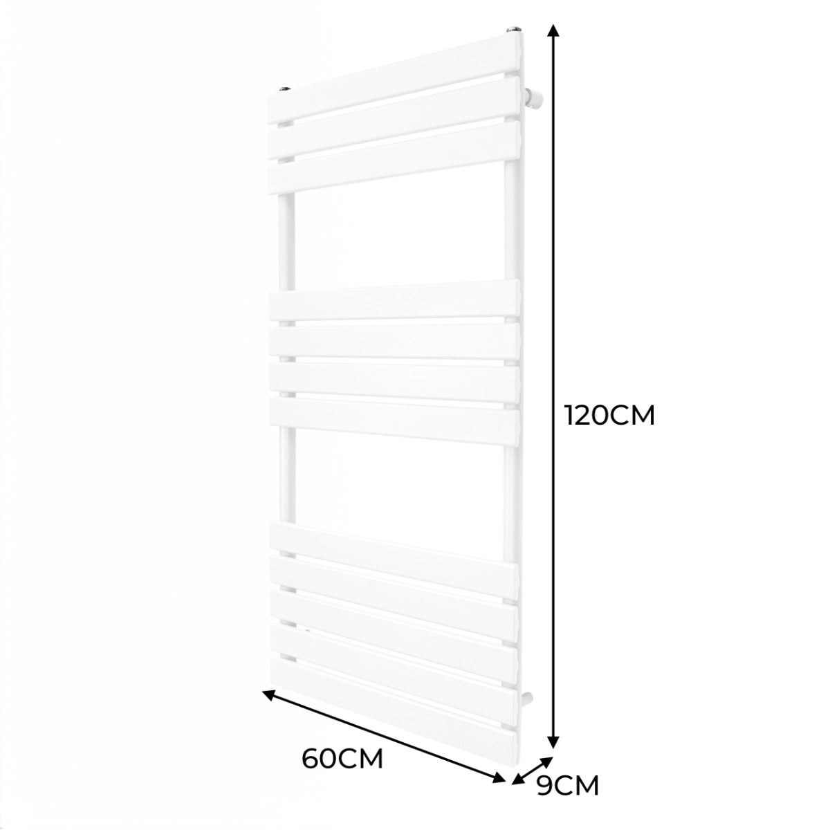 Premium White Flat Panel Towel Radiator 1200x600mm 1.5mm Carbon Steel Bathroom Heating Solution