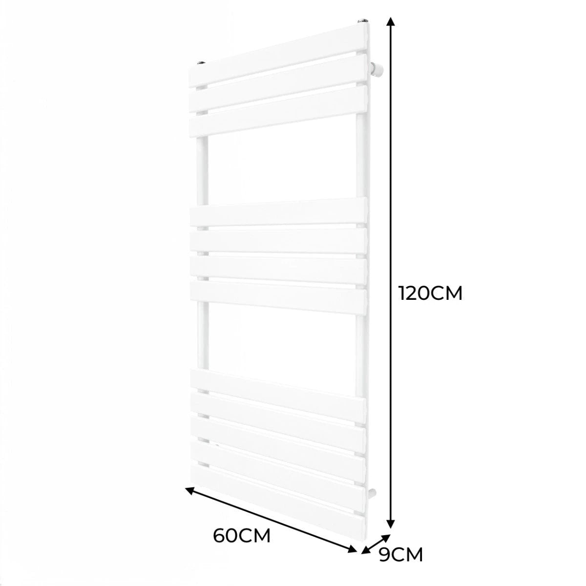 Monster Shop Premium White Flat Panel Towel Radiator 1200x600mm 1.5mm Carbon Steel Bathroom Heating Solution - Radiator