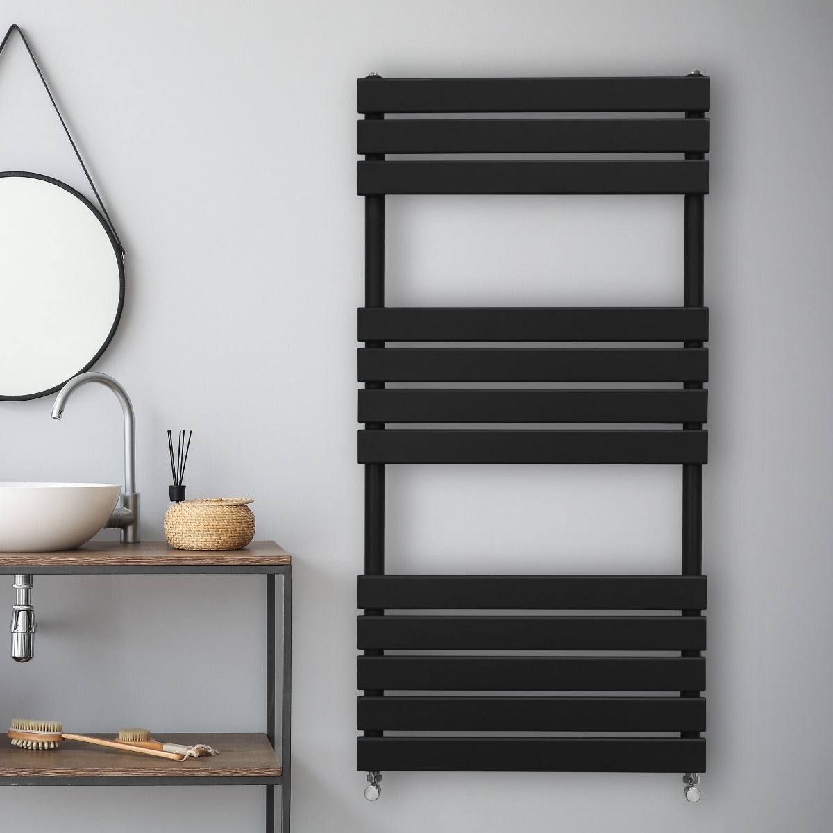 Premium Flat Panel Towel Radiator 1200x600 Black