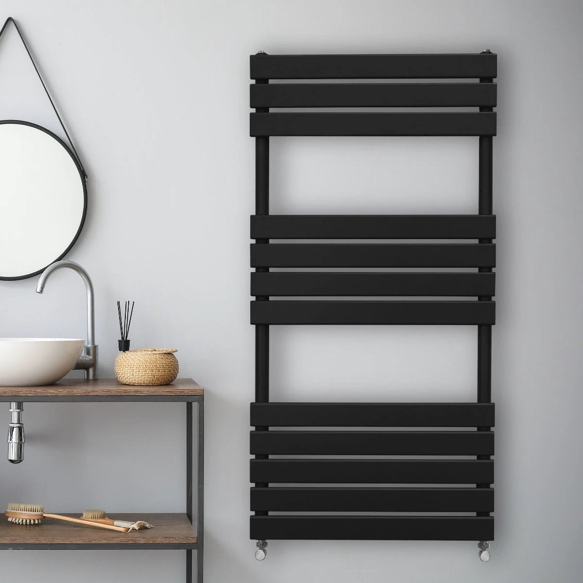 Monster Shop Premium Flat Panel Towel Radiator 1200x600 Black - Radiator