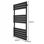 Monster Shop Premium Flat Panel Towel Radiator 1200x600 Black - Radiator