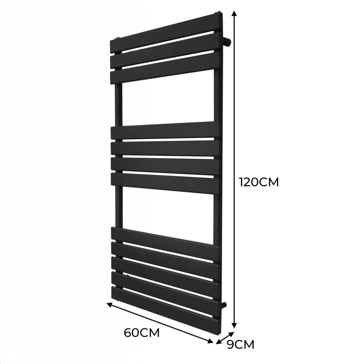 Monster Shop Premium Flat Panel Towel Radiator 1200x600 Black - Radiator