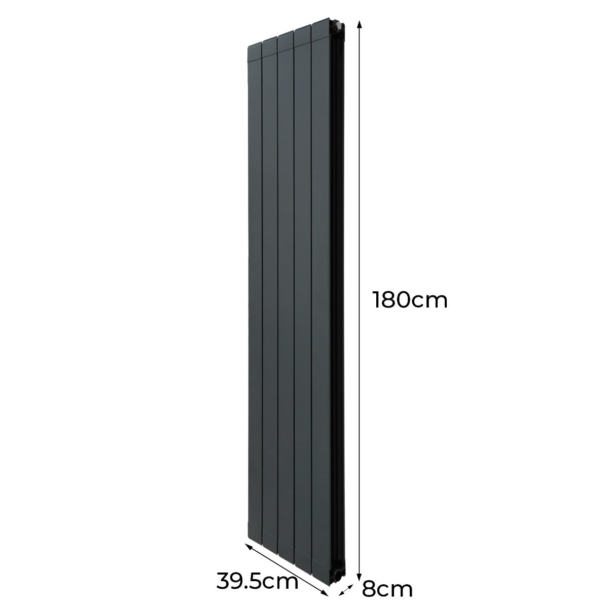 Premium Aluminium Radiator 1800mm By 395mm Anthracite Grey Flat Panel Lightweight 2.5mm Energy Efficient Home Heating