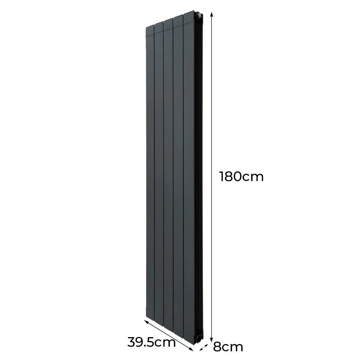 Premium Aluminium Radiator 1800mm By 395mm Anthracite Grey Flat Panel Lightweight 2.5mm Energy Efficient Home Heating by Monster Shop