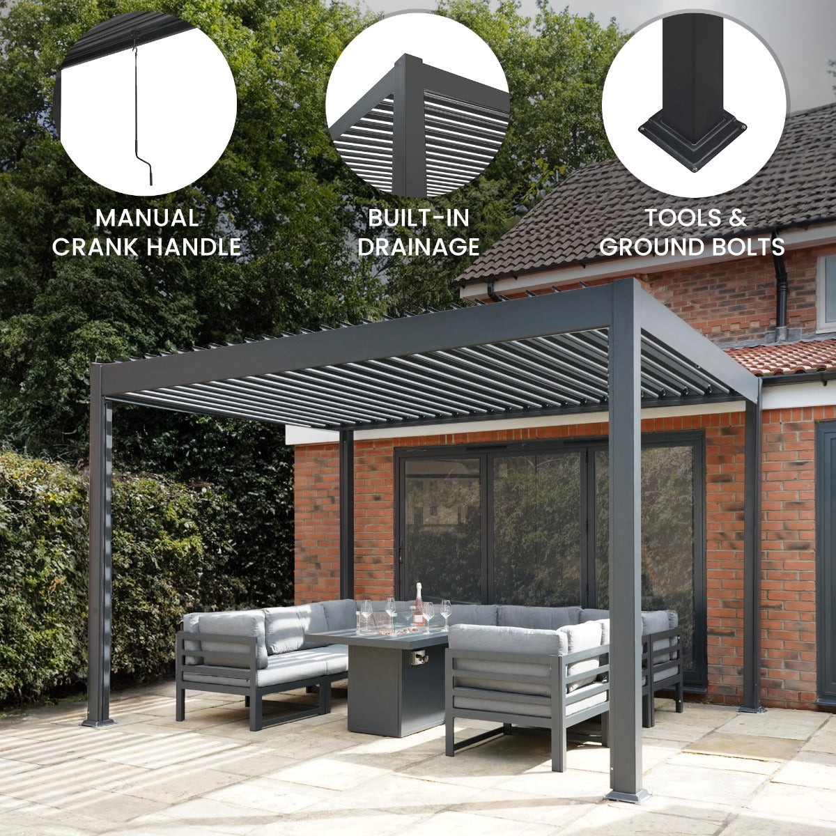 Premium Pergola 3m x 4m Aluminium Outdoor