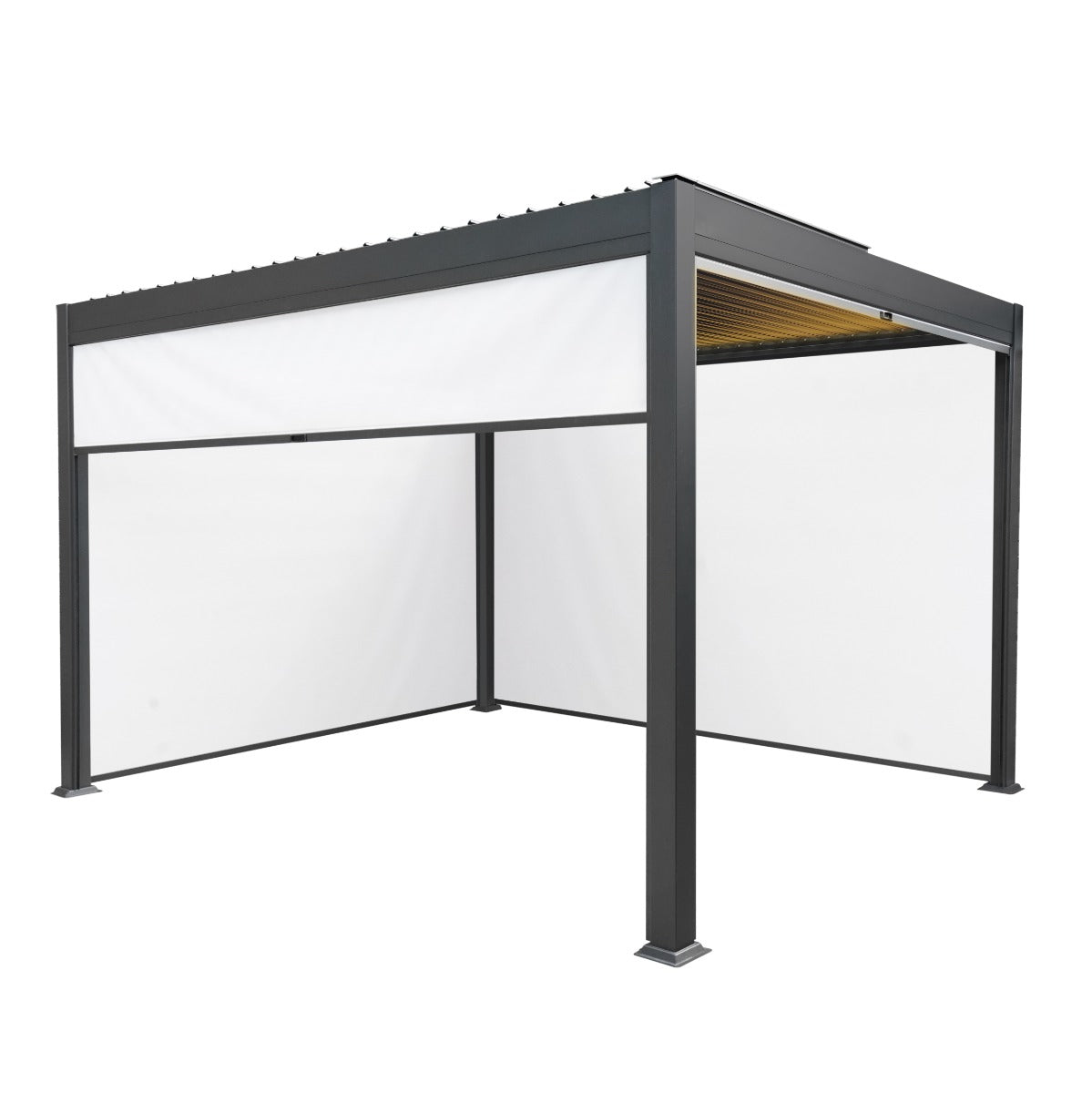 Anthracite Aluminum Pergola 3x4m LED Lights Patio