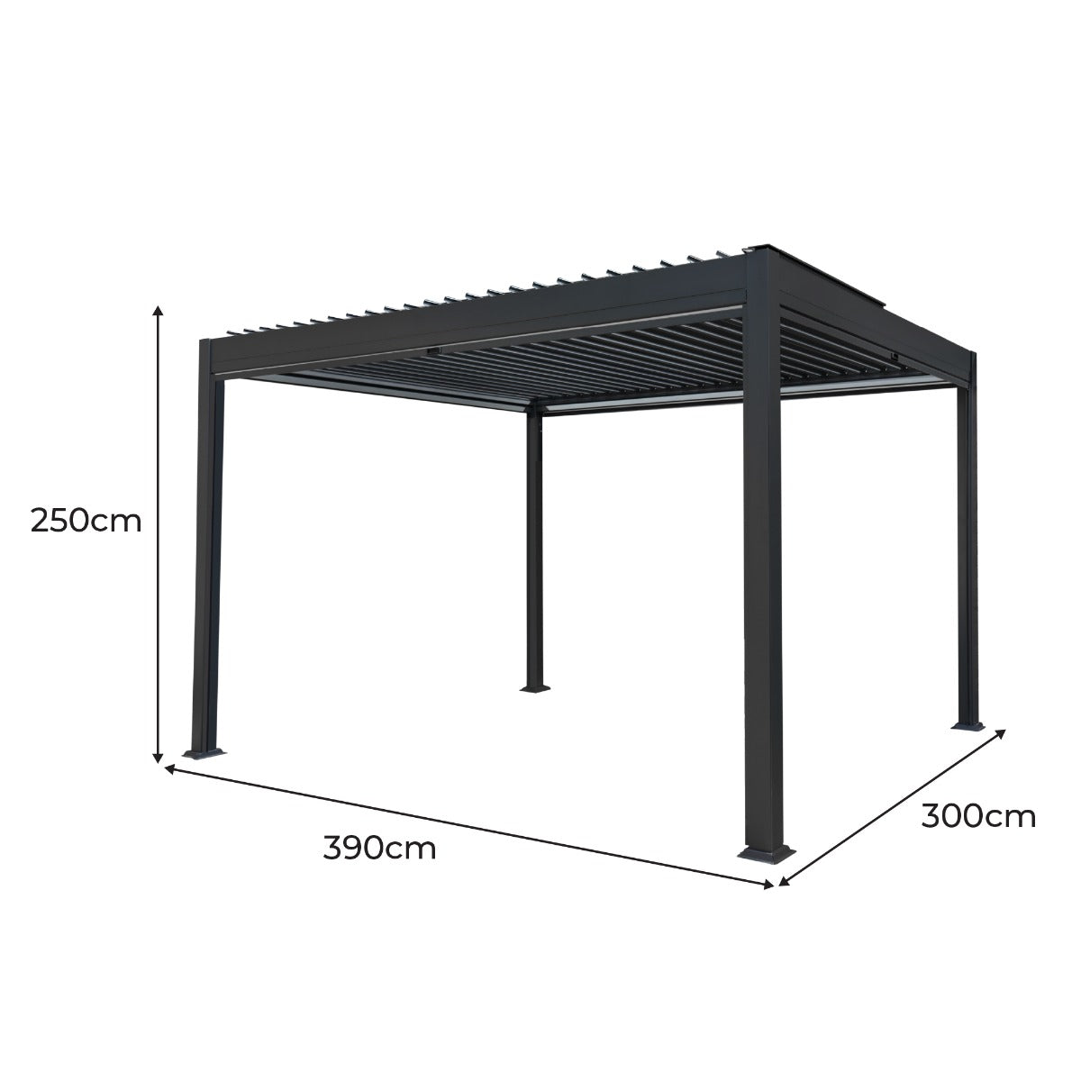Anthracite Aluminum Pergola 3x4m LED Lights Patio