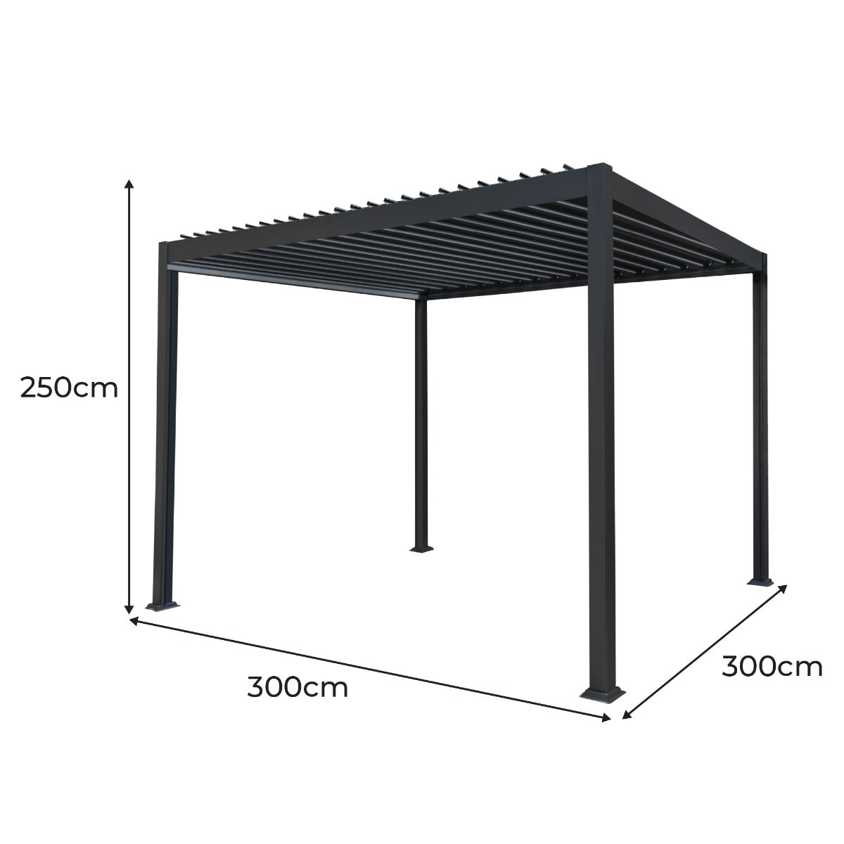 Anthracite Aluminium Pergola 3m x 3m Powder Coated Frame For Outdoor Living And Garden Spaces