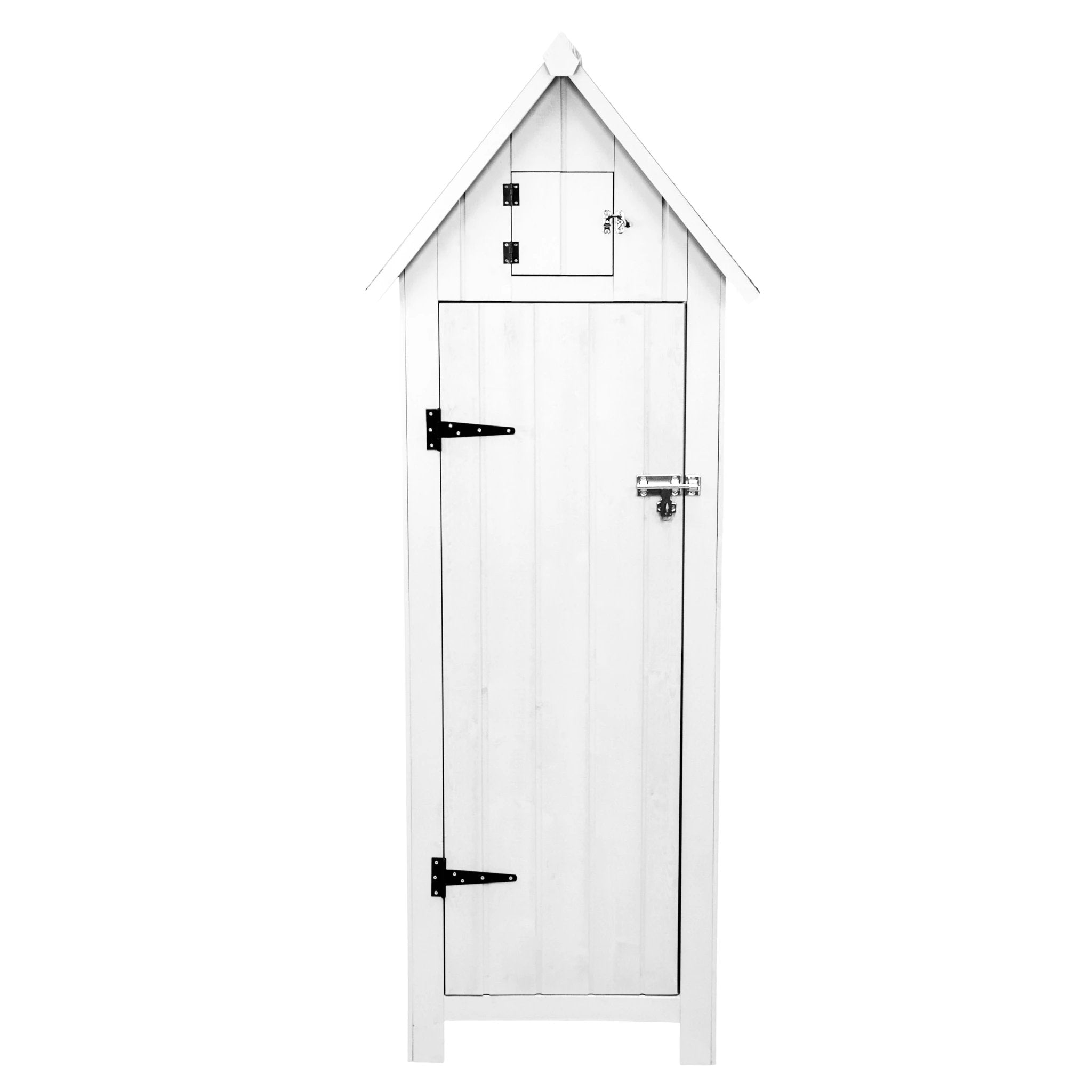 Monster Shop Premium Wooden Garden Shed White Standard Size With Three Shelves For Tool Storage Outdoor Use - Uncategorized Garden Shed