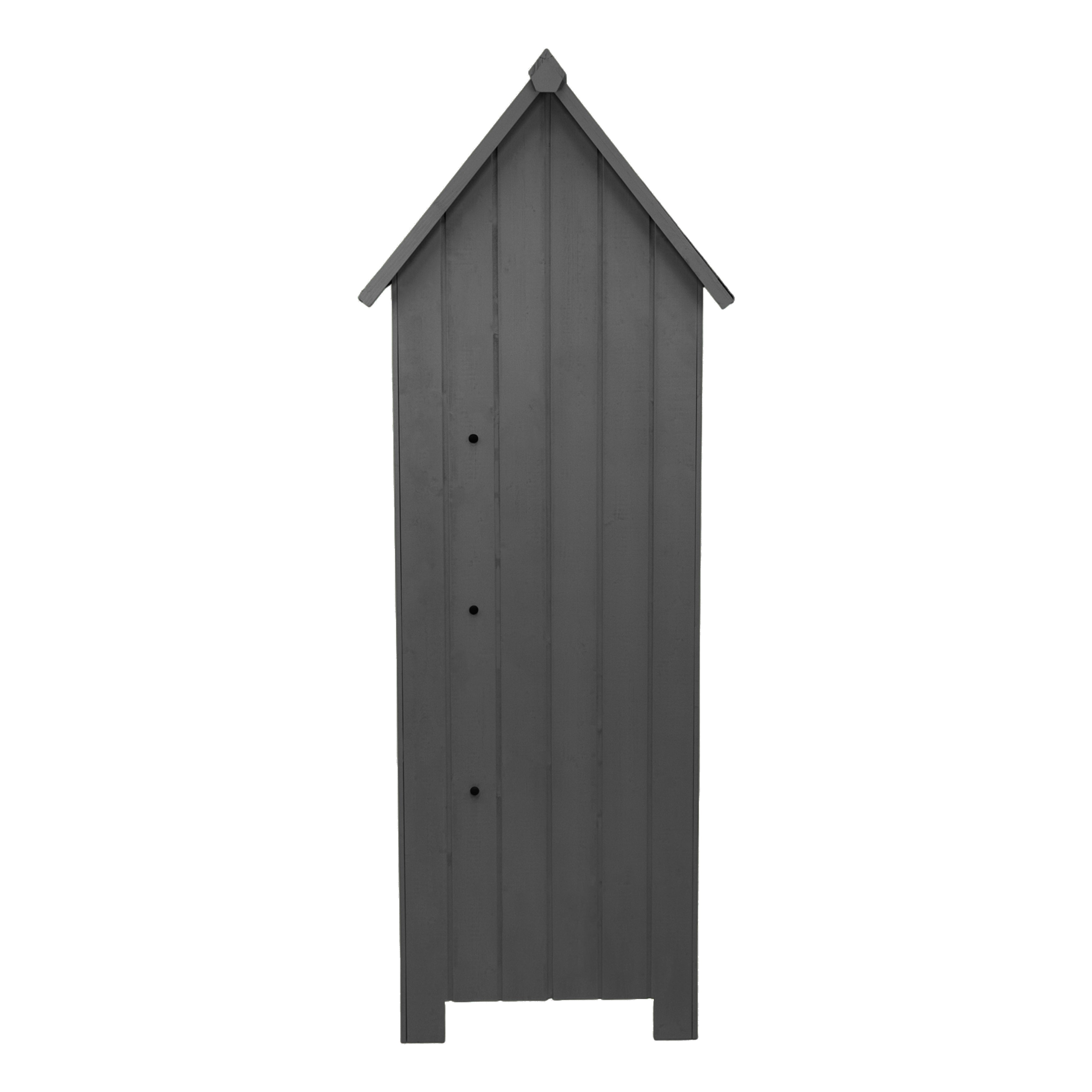 Premium Wooden Garden Shed Narrow Tall Three Corner Shelves Dark Grey For Garden Tools
