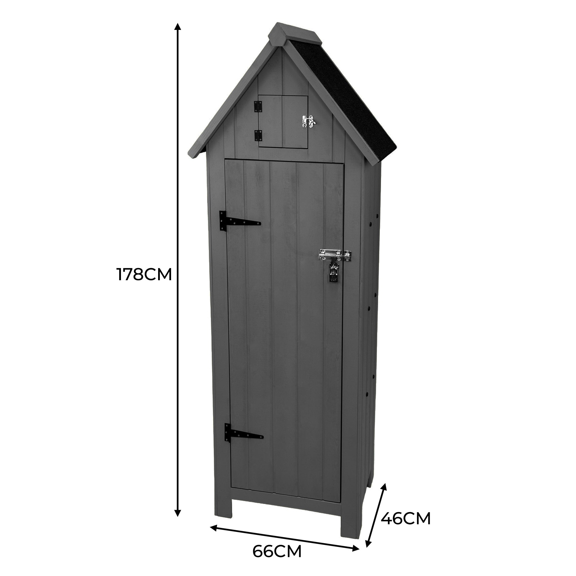 Premium Wooden Garden Shed Narrow Tall Three Corner Shelves Dark Grey For Garden Tools