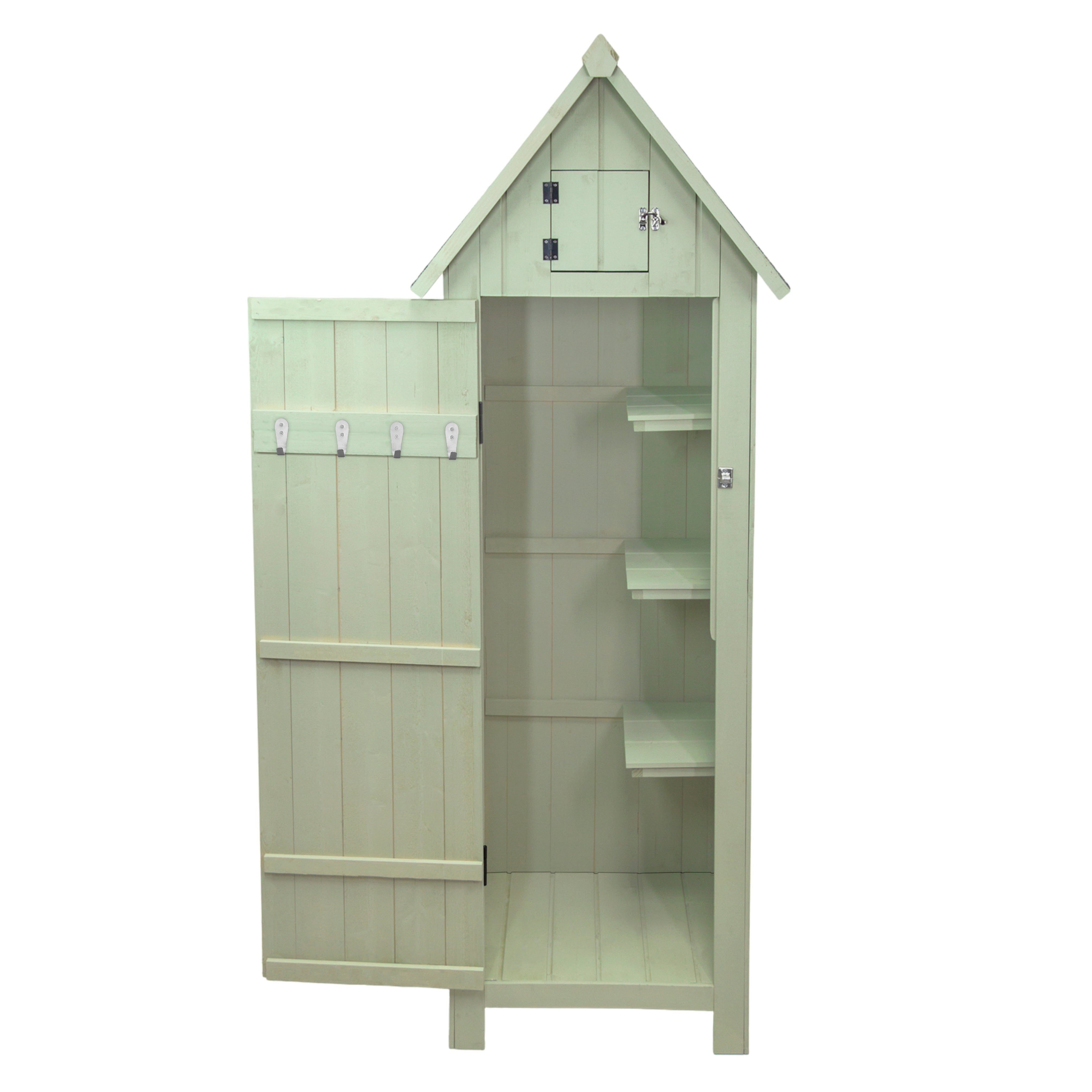 EcoWood Garden Shed Compact 6x4 Ft Interior Shelves Locking Door for Gardeners Outdoor Use