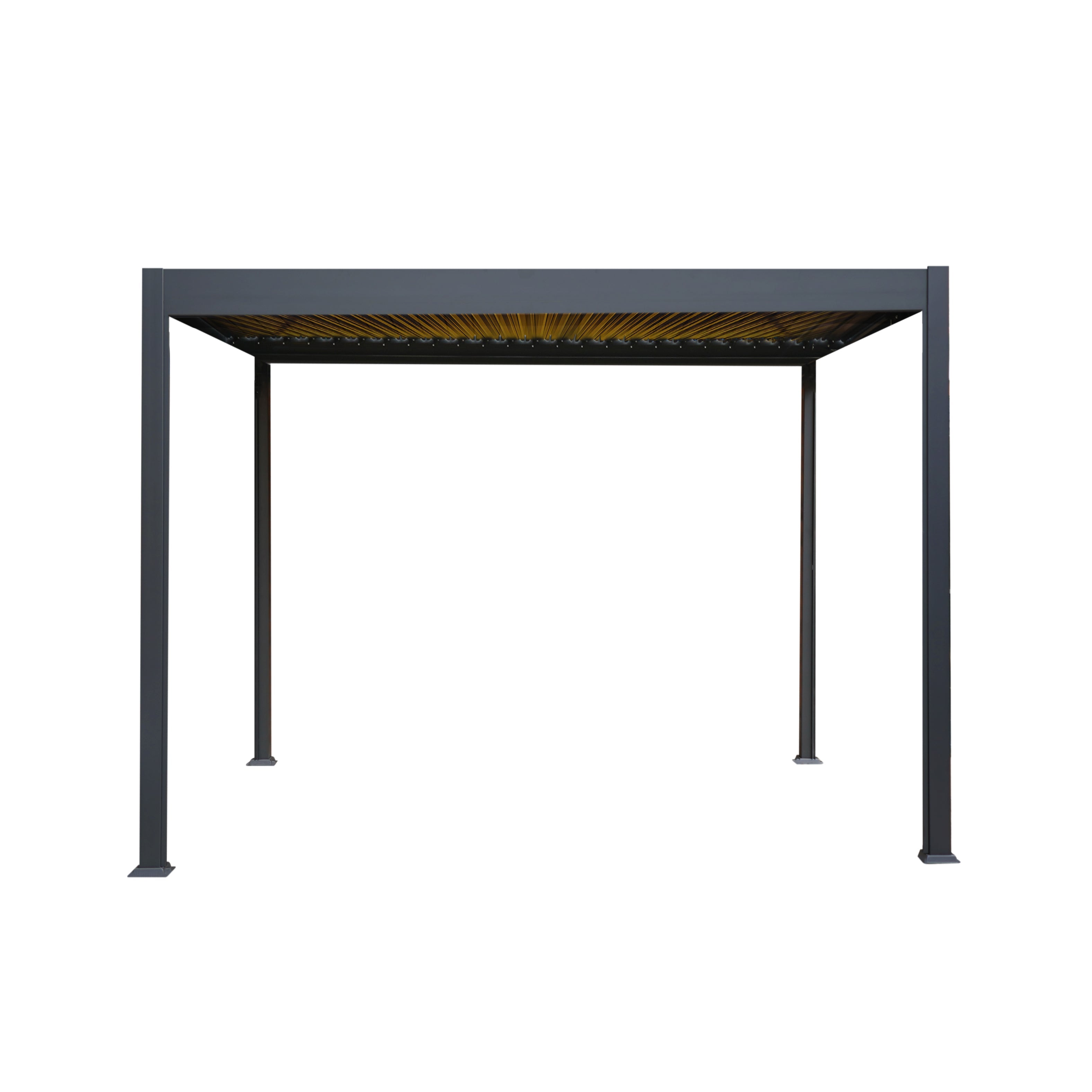 Anthracite Aluminium Pergola 3m x 3m With LED Lighting For Outdoor Patio And Garden