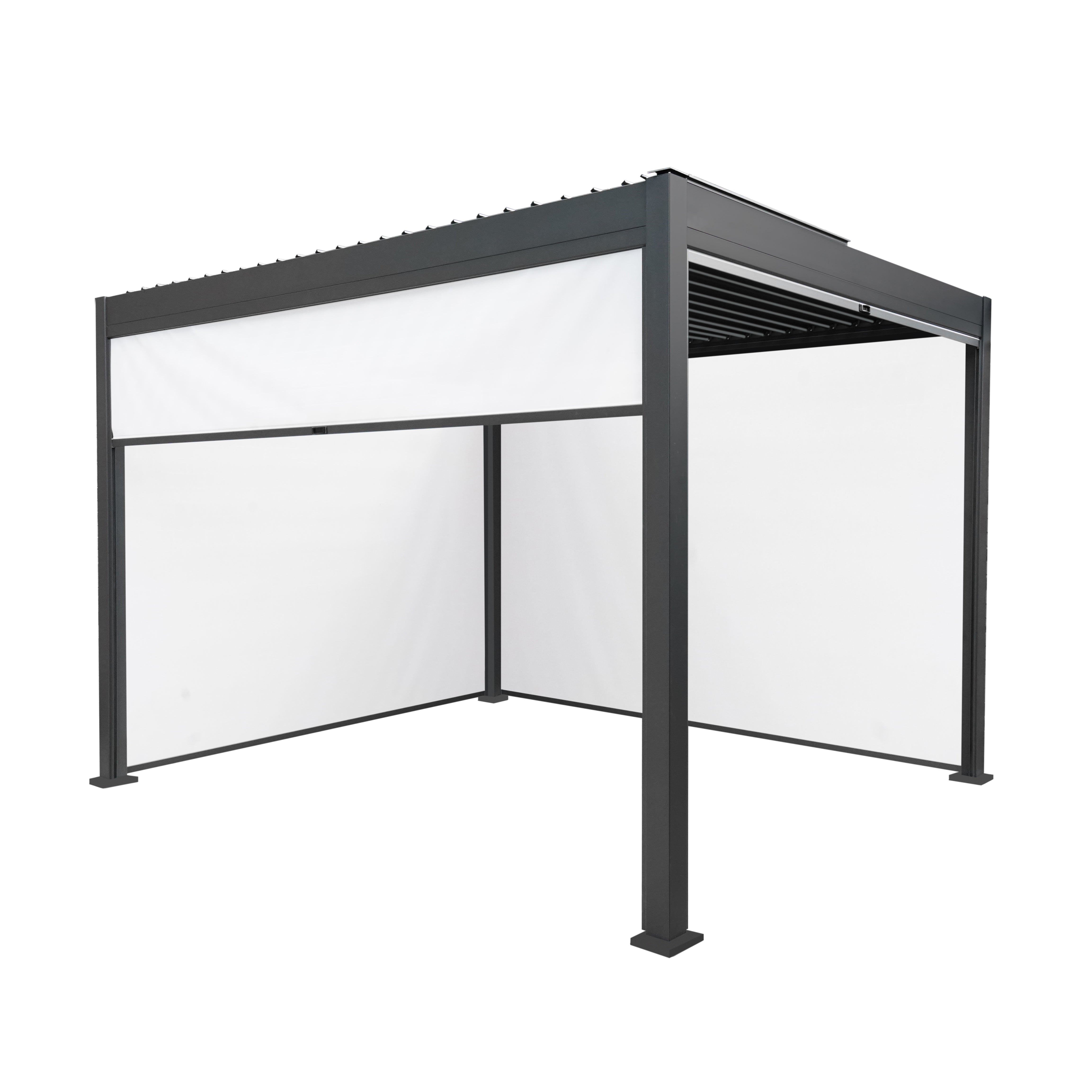 Anthracite Aluminium Pergola 3m x 3m White Blinds
