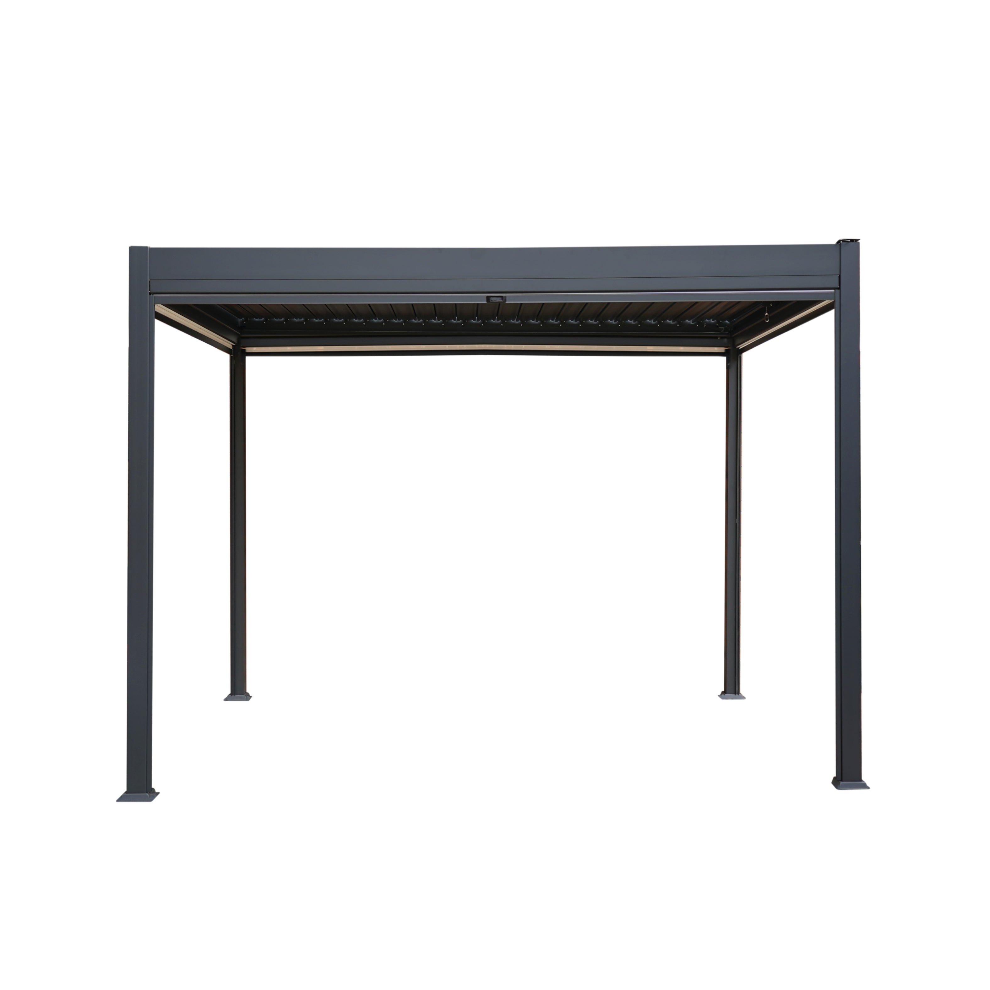 Anthracite Aluminium Pergola 3m x 3m White Blinds