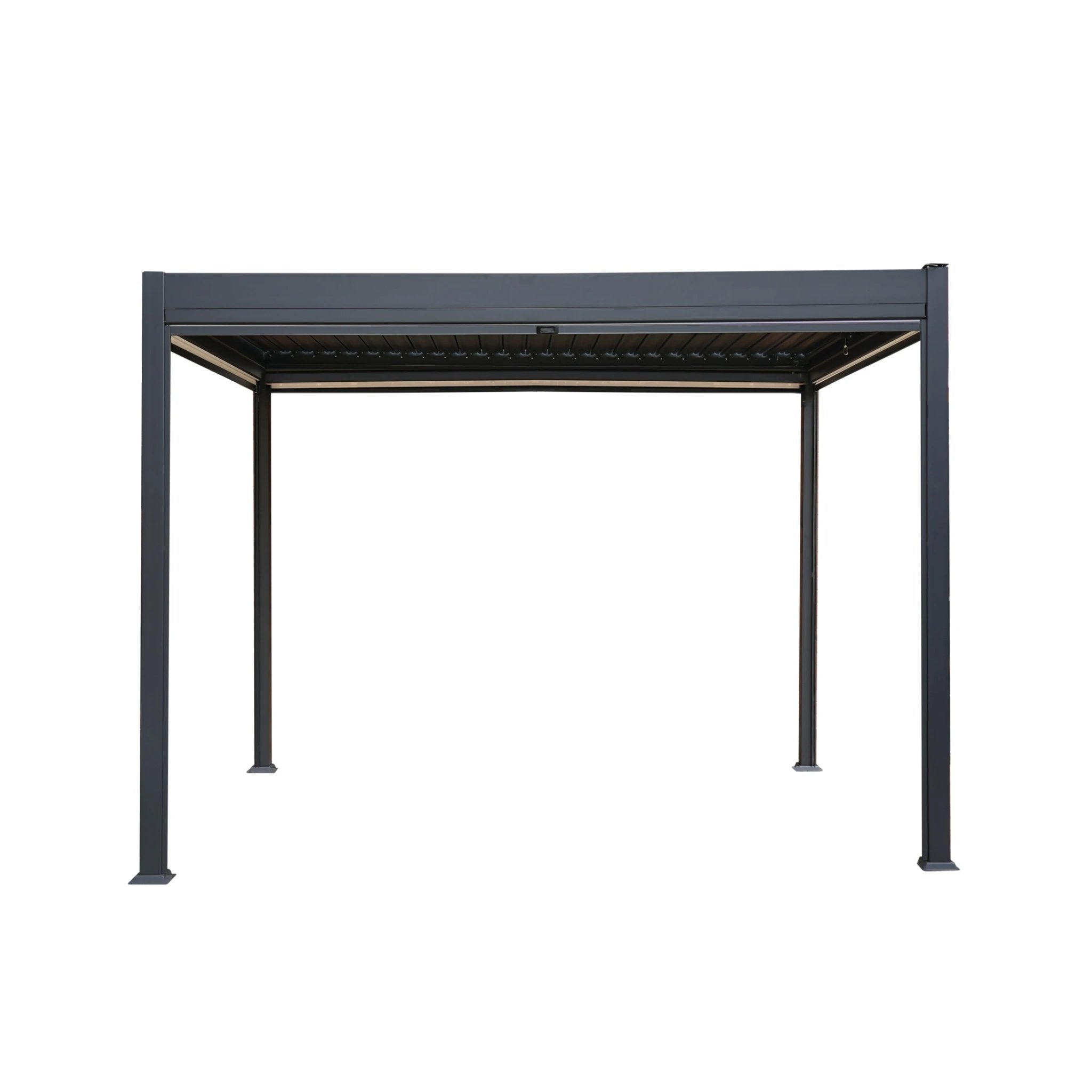 Anthracite Aluminium Pergola 3m x 3m White Blinds by Monster Shop