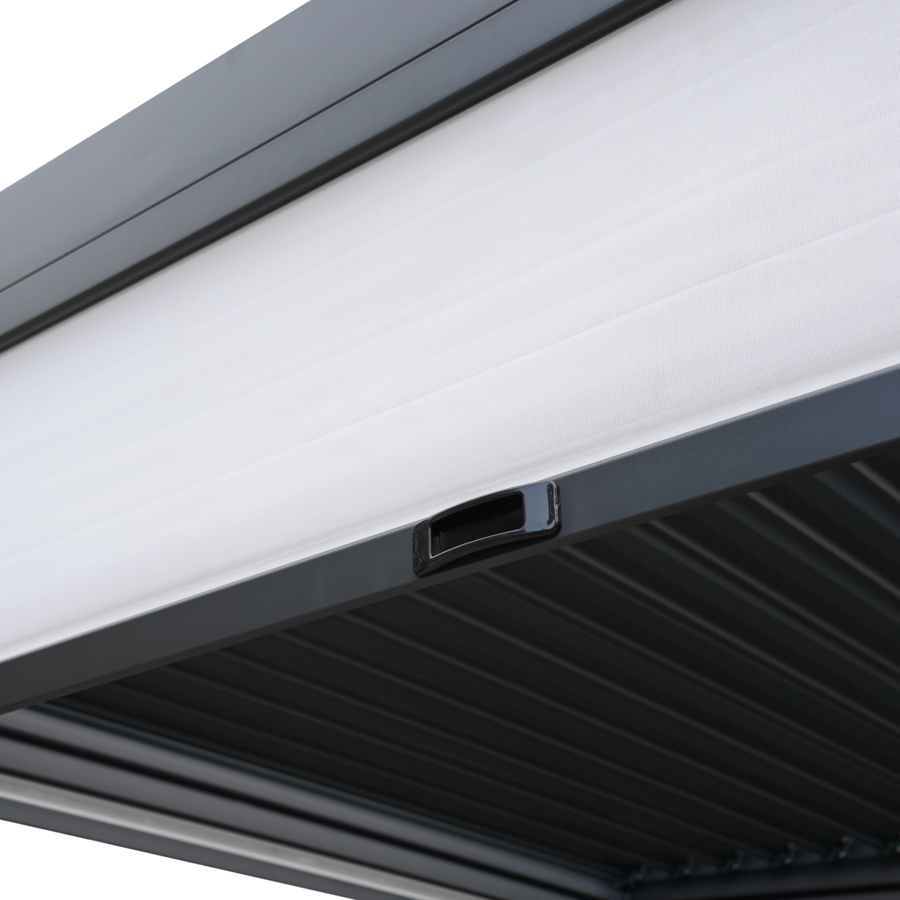 Anthracite Aluminium Pergola 3m x 3m White Blinds