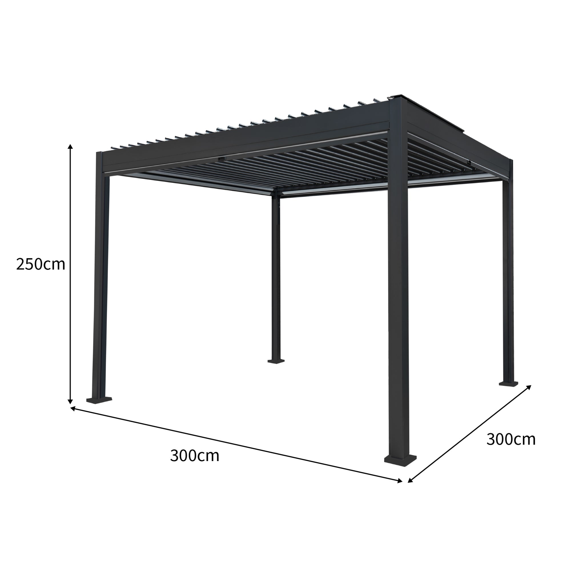 Anthracite Aluminium Pergola 3m x 3m White Blinds