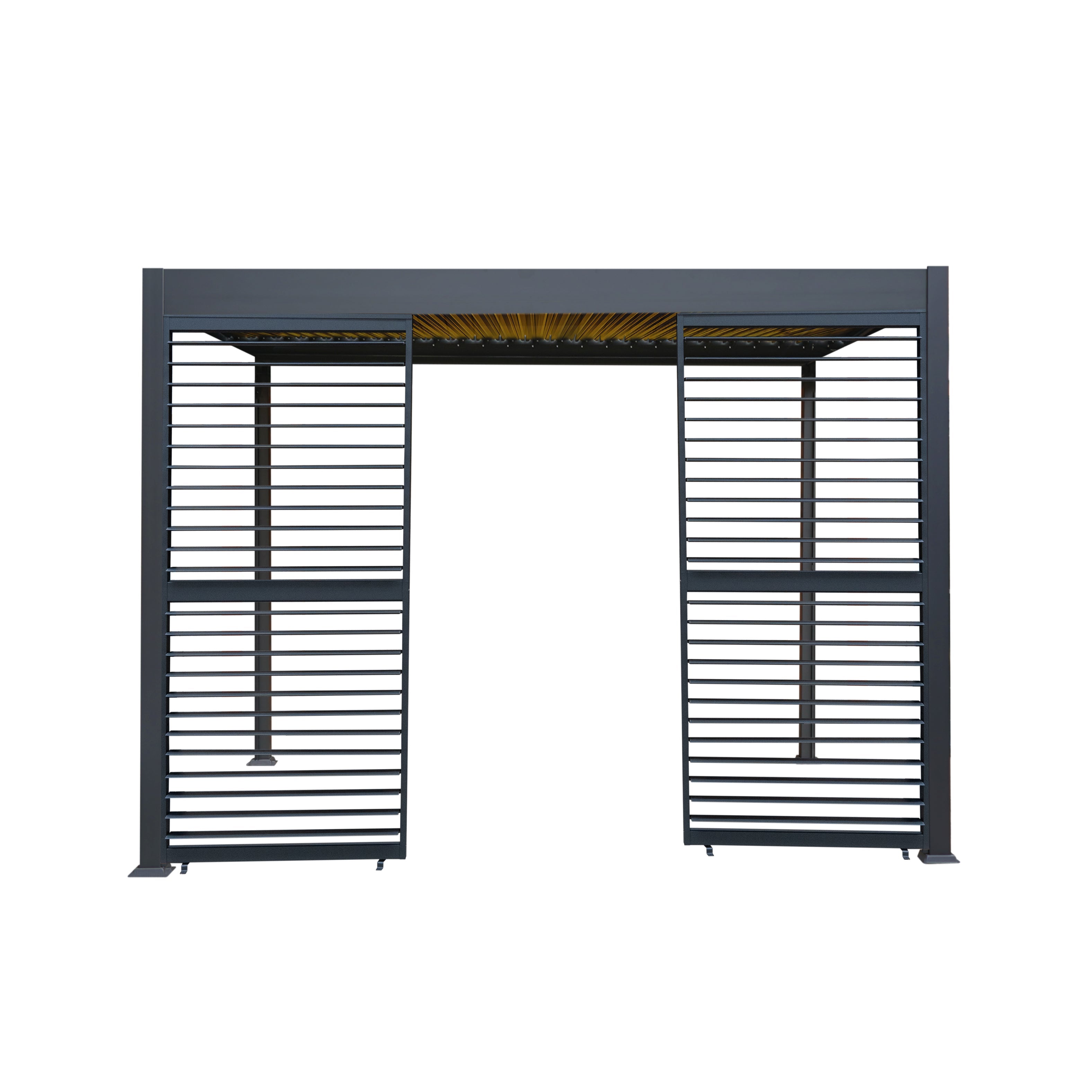 Premium Anthracite Aluminium Pergola 3m x 3m With LED Lights And Dual Shutter Panels