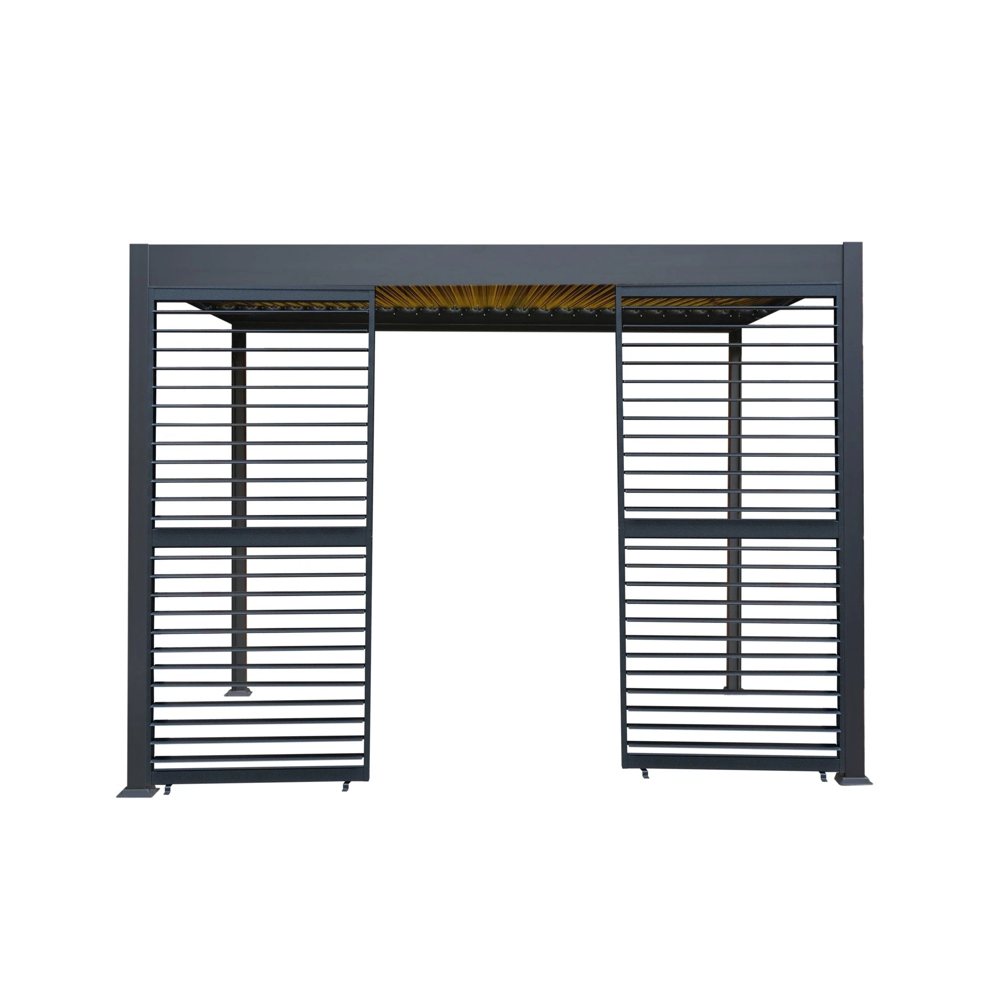 Monster Shop Premium Anthracite Aluminium Pergola 3m x 3m With LED Lights And Dual Shutter Panels - Uncategorized Gazebos
