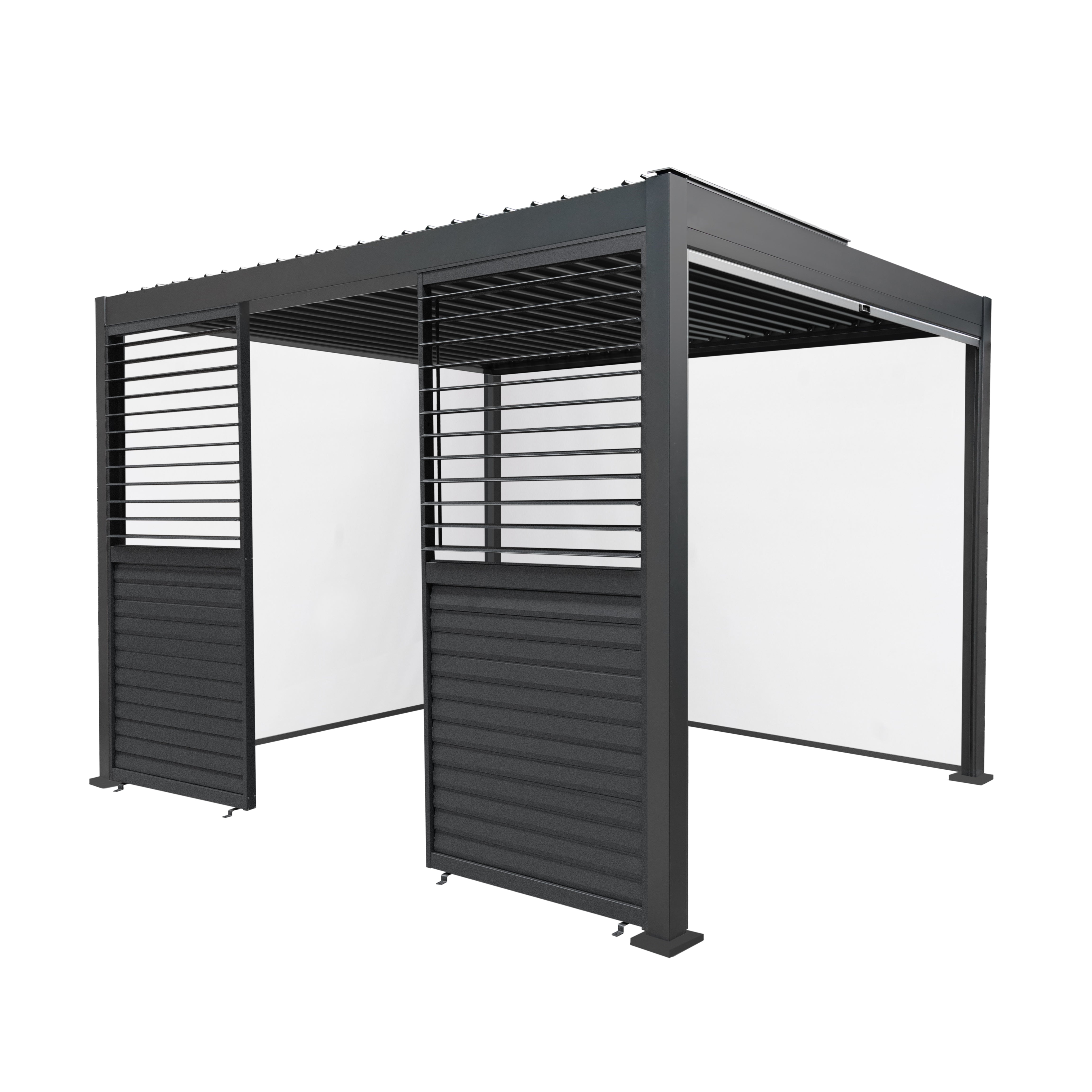 Anthracite Aluminium Pergola 3m x 3m With Blinds - Monster Shop - Home Symphony