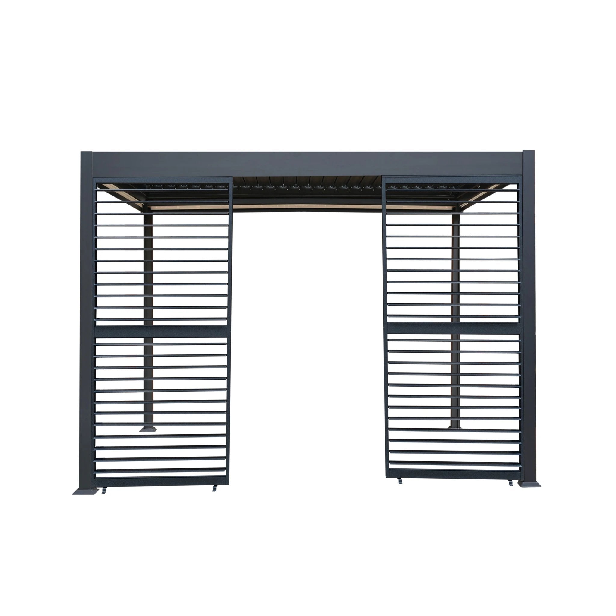 Monster Shop Anthracite Aluminium Pergola 3m x 3m With Blinds - Uncategorized Gazebos