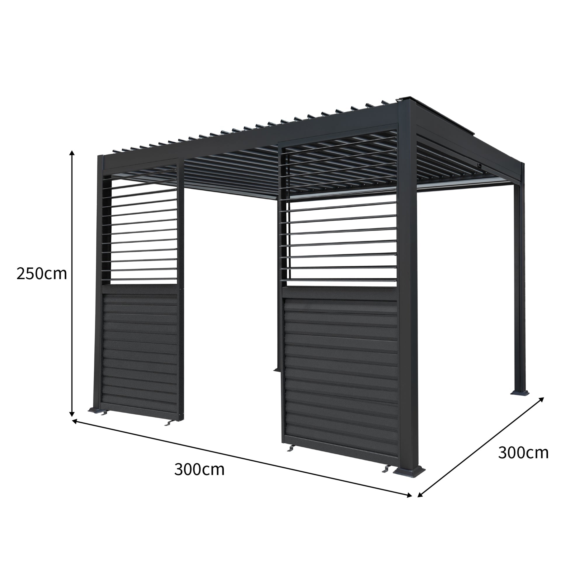 Anthracite Aluminium Pergola 3m x 3m With Blinds