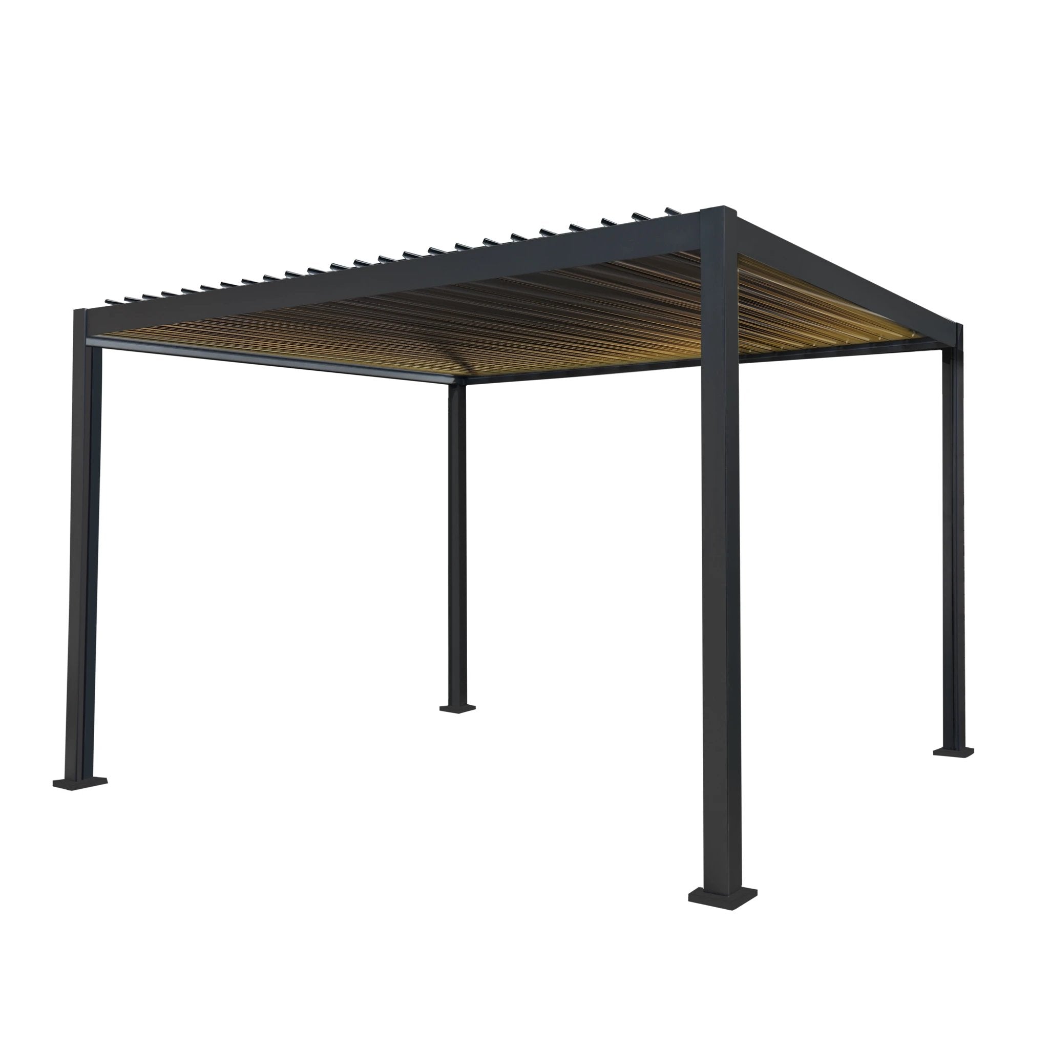 Anthracite Aluminium Pergola 3m x 4m LED Patio by Monster Shop